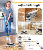 qimedo 800RPM Cordless Electric Mop, 6000mAh Battery Electric Power Scrubber & Mops for Floor Cleaning, Best Automatic Spin Mops with Smart Display,Rotating Mop with LED Light & Water Spray