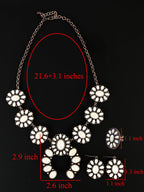 TOPACC 3 Pcs White Turquoise Jewelry for Women Western Necklace Cowgirl Earrings Boho Ring Indian Jewelry Set for Country Concert Outfit