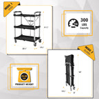 Olympia Tools 85-189 Pack N Roll Collapsible Service Cart, XL, 300LB Capacity, Black