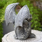 OwMell Gargoyle Sitting Statue Garden Guardian Sculpture Figurine 7 Inch