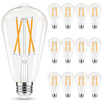 GvvooHome Edison Bulbs, E26 LED Bulb 60 watt Equivalent, Non-Dimmable, Soft White 2700K, ST58 Vintage Light Bulbs, 90+ CRI, 6W 600LM, E26 Medium Base, Clear Glass, 12 Pack
