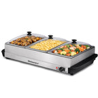 Elite Gourmet EWM-6171 Triple 3 x 2.5 Qt. Trays, Buffet Server, Food Warmer Temperature Control, Clear Slotted Lids, Perfect for Parties, Entertaining & Holidays, 7.5 Qt Total, Stainless Steel