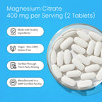 NaturaLife Labs Magnesium Citrate 400 mg per Serving – 120 Tablets, Vegan, Non-GMO