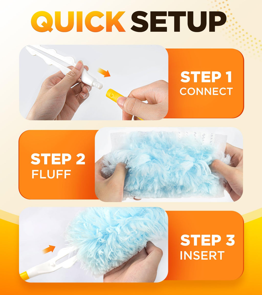 30 Count Duster Refill for Swiffer Duster with 1 Handle, One-Sided Disposable Dusters Refills with 4X Microfibers, Unscented Dusters for Cleaning Home, Furniture, Blinds & Vent
