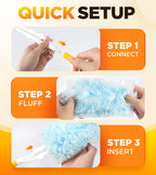 30 Count Duster Refill for Swiffer Duster with 1 Handle, One-Sided Disposable Dusters Refills with 4X Microfibers, Unscented Dusters for Cleaning Home, Furniture, Blinds & Vent