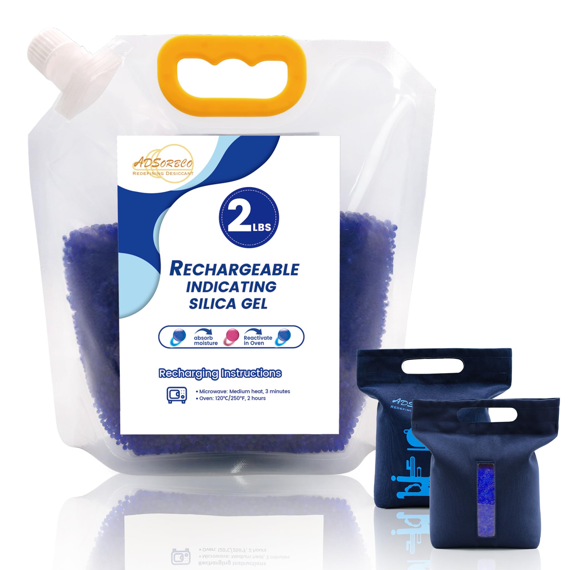 2 LBS with 1 Bag Premium Blue to Pink 3mm Silica Beads, Reusable Desiccant Bulk for 3D Filament, Electronics, Cameras, Jewelry, and Safes (Blue to Pink, 2 LBS with 1 Bag)