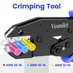 Wire Stripper and Crimping Tool,AWG 24-10 Automatic Stripper Tool with AWG 22-10 Ratchet Wire Crimper For Heat Shrink Connectors and Insulated Terminals, 3 in 1 Stripping/Cutting/Crimping