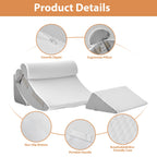 4PCS Wedge Pillow Set for After Surgery, Orthopedic Bed Wedge Pillow for Back Pain Relief, Sitting up in Bed,Recovery, Acid Reflux, Snoring, Body Pillow for Sleeping,Leg,Shoulder Support, Velvet Grey