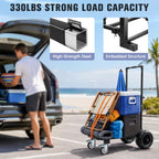 KEDSUM Beach Cart for Sand with 9" Airless Solid Big Wheels-No Deflated, 330LBS Heavy Duty Beach Dolly, 4-Wheel Push & Pull Beach Wagon for Beach, Camping, Rust-Resistant & Folds Compact