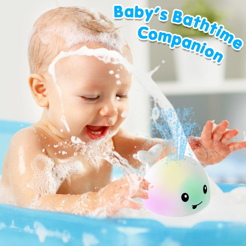 ANGGIKO Baby Bath Toys, Toddler Bath Toys for Kids Ages 1-3, Light Up Whale Bath Toy Sprinkler, Pool Water Table Infant Baby Toys 6-12-18 Months, Bathtub Fountain Toy, Toddler 1st Birthday 1 2 3 Gifts