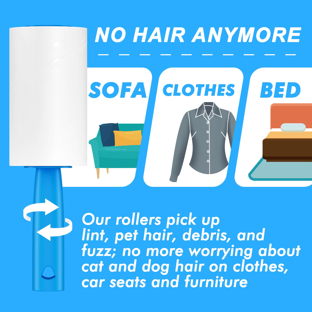 400 Sheets Lint Rollers for Pet Hair Extra Sticky, 2 Handles, 4 Rollers