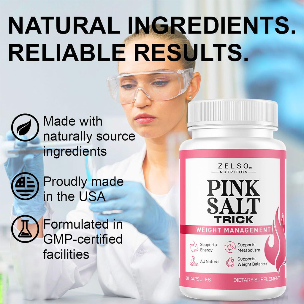Pink Salt Trick Capsules - Original PinkSalt Trick Supplement for Weight, Energy & Metabolism - All Natural Advanced Support Formula Pills Reviews, 60 Capsules for 1 Month