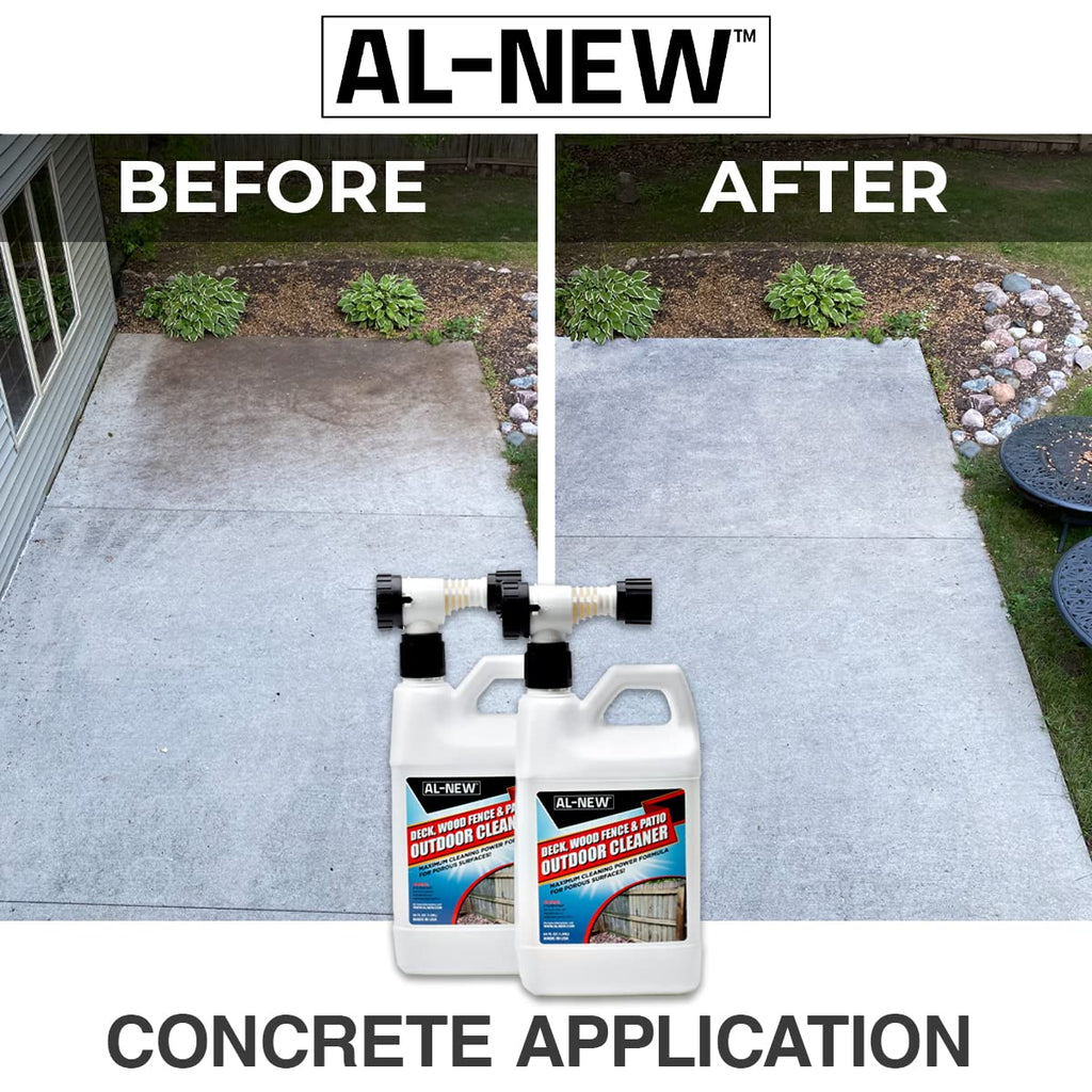 AL-NEW Outdoor Cleaner Combo Pack of 2 | Versatile Outdoor Cleaner Perfect For Use On Vinyl Siding, Composite Decking, Wood Fences, Outdoor Patios, Gutters, & More (Outdoor Cleaner Hose-End Combo Pack)