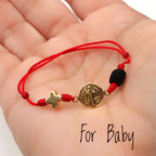St Benedict Red String Bracelet for the New Family Member Genuine Azabache Jet Stone Welcome to the World