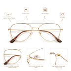 3-Pack Retro Aviator Reading Glasses for Men Women Trendy Square Blue Light Blocking Computer Readers Metal AM6092 Mix (+2.00 Magnification Strength)
