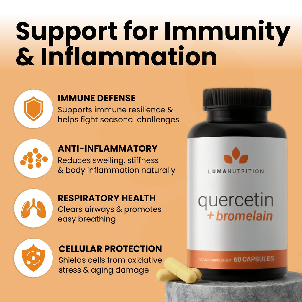Luma Nutrition Quercetin 500mg - Quercetin with Bromelain Supplement - Antioxidant - Immune Support - Vegan & Gluten-Free - 60 Capsules