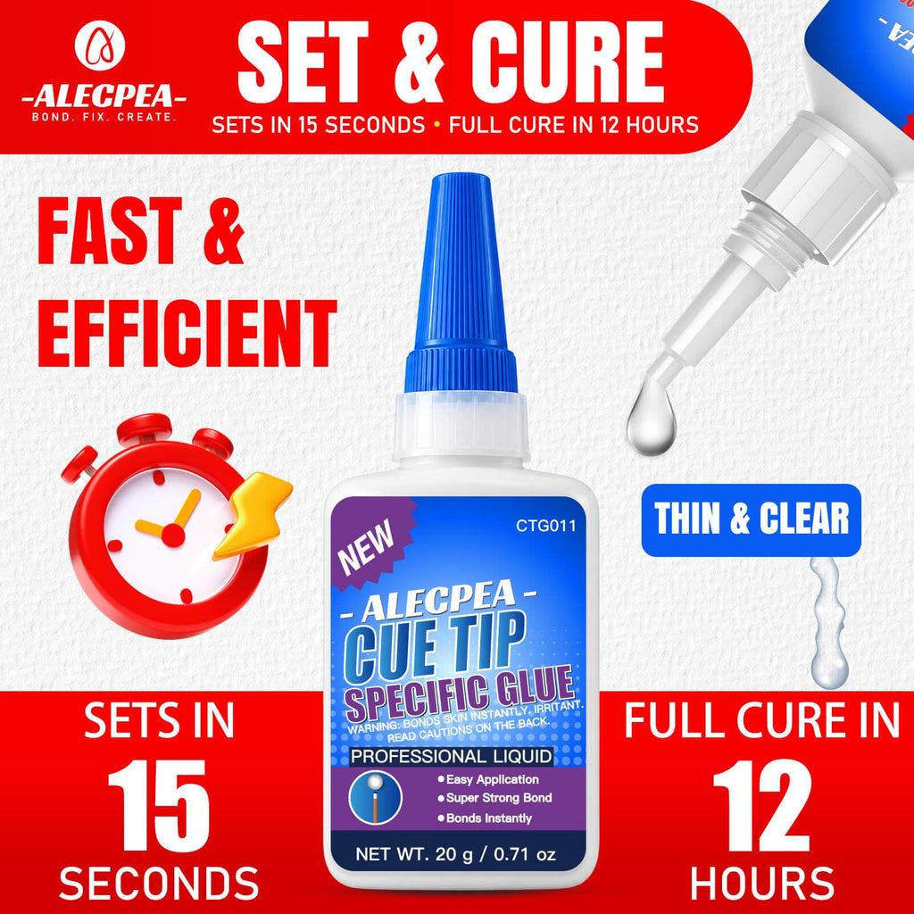 ALECPEA Pool Cue Tip Glue, 20g Thin Billiard Cue Repair Adhesive