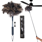 Ostrich Feather Duster for Electronics, Keyboard – Soft Dusting Tool for Screen, Fragile Items, Office, Home Cleaning (A12- Black Handle)