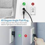 Extension Cord 15 Ft, NTONPOWER Flat Plug Power Strip Bar with 2 USB 4 Outlets (1 Widely Outlet), Thin Flat Extension Cord Under Rug, Carpet, Wall Mount Charging Station for Home Office, Black