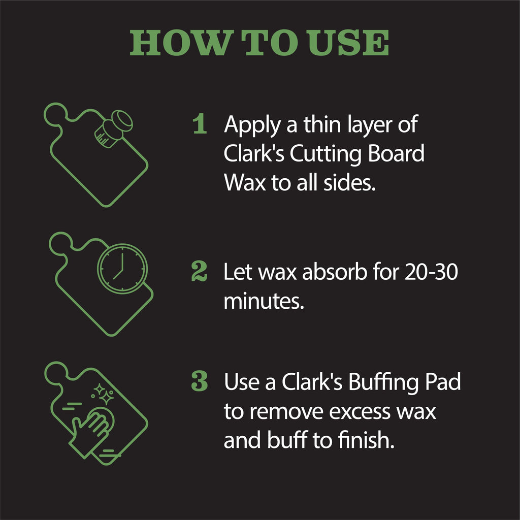 CLARK'S Food Grade Mineral Oil (12oz) and Carnauba Wax (6oz) Set - 100% Natural Butcher Block Oil and Cutting Board Wax - Food Safe Beeswax and Wood Cutting Board Oil with Lemongrass Extract
