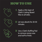 CLARK'S Food Grade Mineral Oil (12oz) and Carnauba Wax (6oz) Set - 100% Natural Butcher Block Oil and Cutting Board Wax - Food Safe Beeswax and Wood Cutting Board Oil with Lemongrass Extract