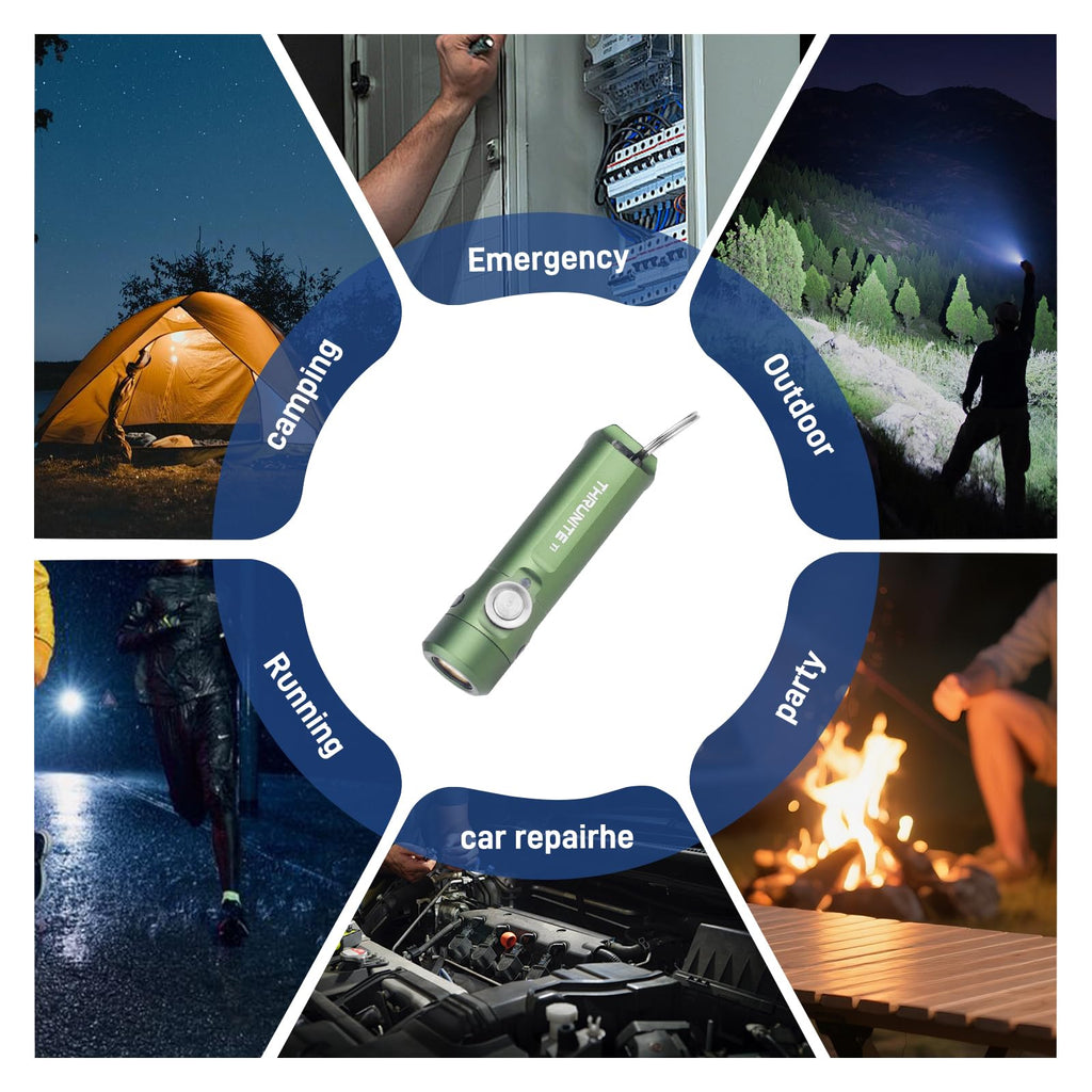 ThruNite Ti Keychain Flashlight, USB-C Rechargeable Mini Flashlight, 650 Lumens with Magnetic Tailcap, IPX-6 Waterproof EDC Pocket Light for Camping, Everyday Carry (Dark Green)