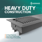 Shoemaker 4x12 Floor Register – Storm Gray Heavy Duty Metal Floor Vent Cover for Home Floors - Premium Forced Air Vent Covers