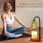Small Candle Warmer Lamp with Timer, Adjustable Green Lamp Warmer for Jar Candles, Christmas Birthday Gifts for Women Mom Her, Unique Dimmable Candle Heater, Cute Wax Warming Light with Wood Base