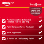 Amazon Basic Care Acetaminophen Extended-Release Tablets, 650 mg, Pain Reliever, Fever Reducer, Arthritis Pain, Headache, Backache, Menstrual Pain, 400 Count