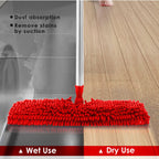 MASTERTOP Microfiber Mop for Floor Cleaning, Hardwood Dust Mop, Wet Mopping with 4 Washable Replacement Mop Pads, Floor Mops for Cleaning with 1 Scraper- White & Red