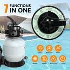 (24H Timer) VINGLI 10 in Sand Filter Pump with Filter Balls, 1189 GPH 1/3 HP High Flow Pool Pump with 7-Way Valve for Above Ground Swimming Pools Up to 6600 Gallons
