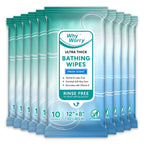 WhyWorry Ultra Thick Bathing Wipes for Adults Rinse Free, Large Body Wipes for Women, Men, Elderly Care & Cleaning, 8" x 12" Disposable Shower Washcloths for Gym & Camping, Fresh Scent, 100 Count