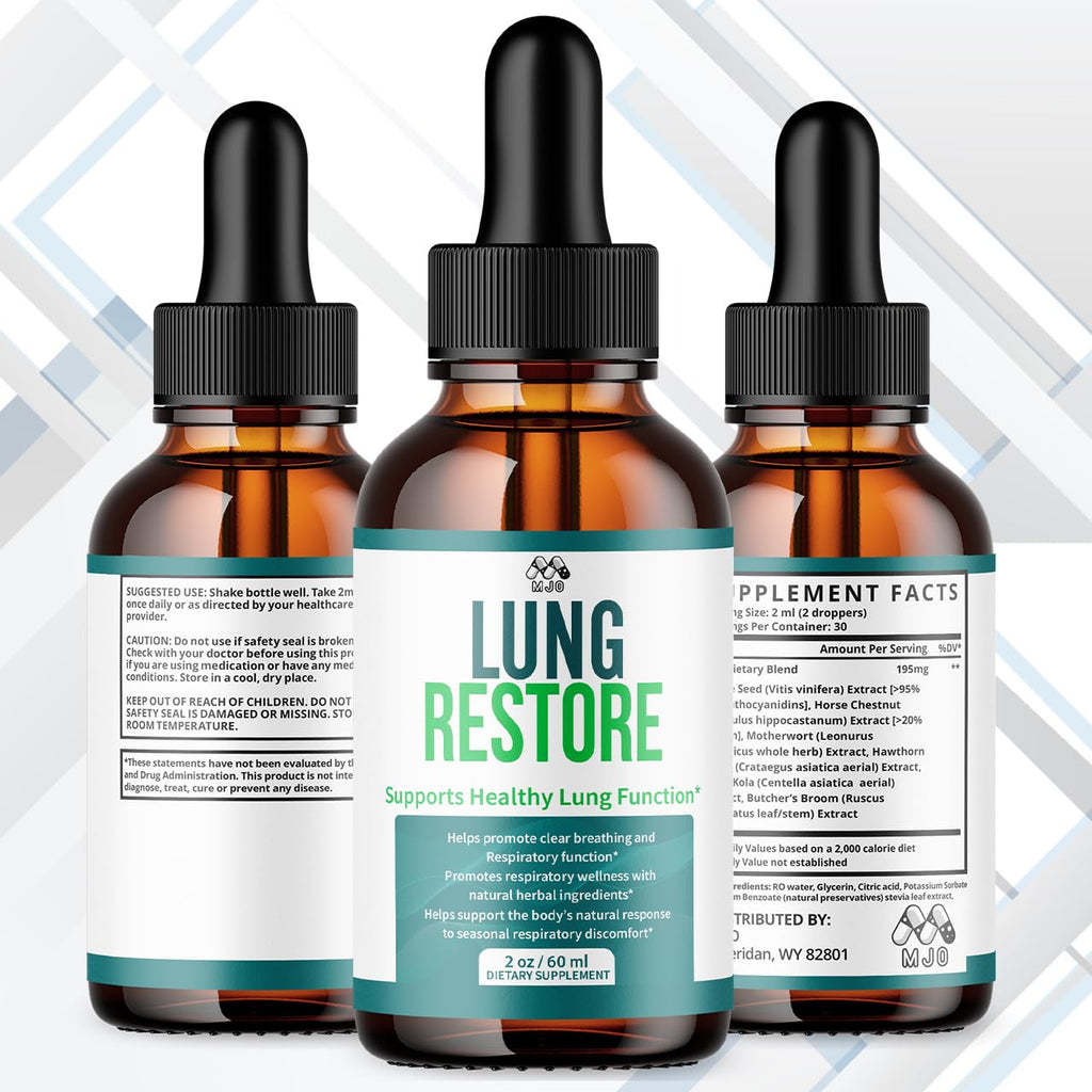 (2 Pack) Lung Restore Drops, Official LungRestore Liquid Supplement Drops with All Natural Ingredients, Lung Restore Advanced Lungs Wellness Support with Premium Vitamins for Women & Men (60 Servings)