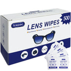 Lens Wipes for Eyeglasses, Eyeglass Lens Cleaning Wipes Pre-moistened Individually Wrapped Sracth-Free Streak-Free Eye Glasses Cleaner Wipes for Sunglass, Camera Lens, Goggles（500count)