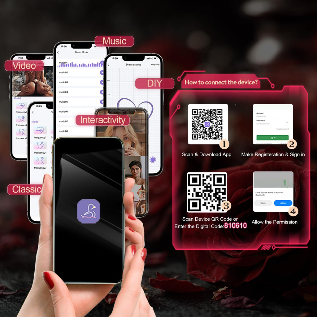 Couples Rose App Remote Control Wearable Vibrator, Couple Women Adult Sex Toys Games for Men, Hands Free Panty Clitoris Vibrator Vibrating Cock Ring, ZOOPLOU BDSM Female Sex Toy