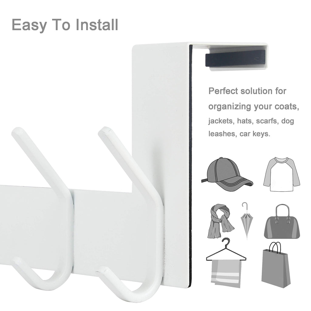 WEBI Over The Door Hooks,Over Door Towel Rack,Door Hanger,Door Coat Hanger,Door Coat Rack,Door Hooks for Hanging Clothes,Back of Door,White