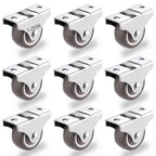 8Pcs 1-1/4 Inch Mini Rigid Caster Wheels, Small Low Profile Rubber Rolling Wheels with Steel Top Plate, Little Casters Wheels for Furniture, Under Bed Storage Drawers, Non Swivel