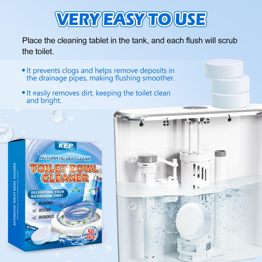 Automatic Toilet Bowl Cleaner Tablets–Fresh Scent,Long-Lasting Clean–Safe for Tanks&Pipes Deodorizing and Descaling –Bathroom Cleaner Against Tough Stains Keeps Bowl Clean Between Washes-50 PACK-1111