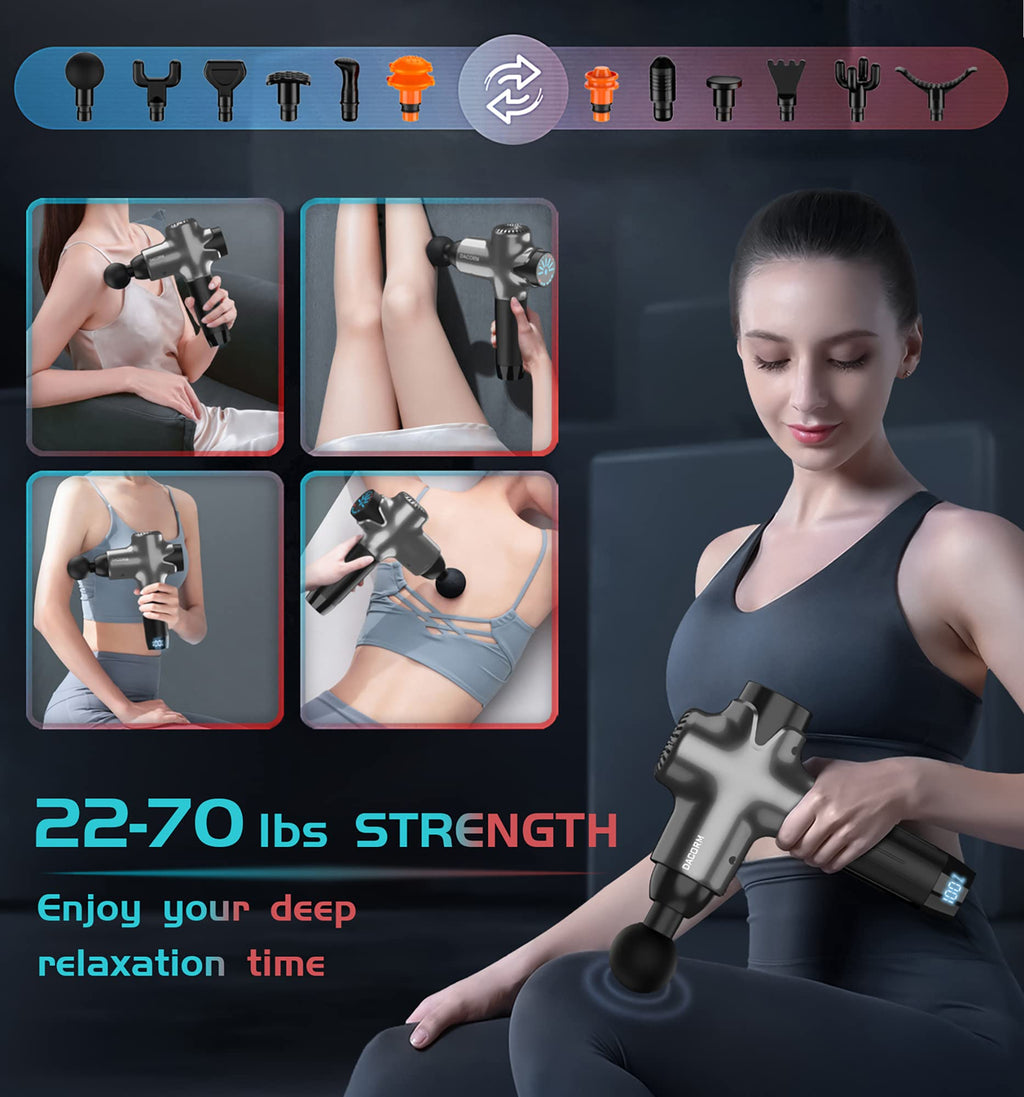 Massage Gun Deep Tissue Percussion Muscle Massage Gun for Athletes,Super Quiet Portable Electric Sport Massager,Handheld Deep Tissue Massager of Y8 Pro Max (Gray)