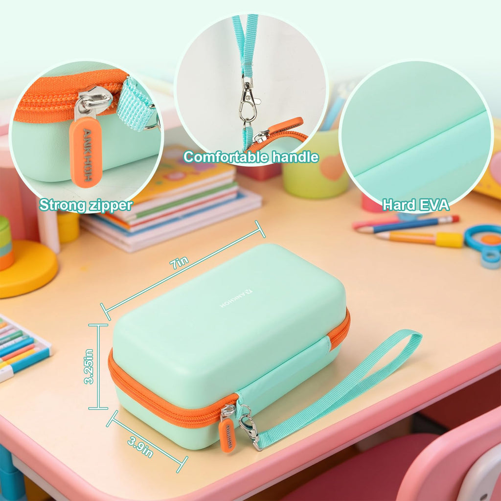 ANKHOH Organizer Case for 3Doodler Start+ Essentials 3D Pen for Kids, EVA Shell/Wrist Strap, Drop-Proof Water-Resistant, Stores for 3d Pen Filament USB for Travel/Home/School (Mint Green, Case Only)