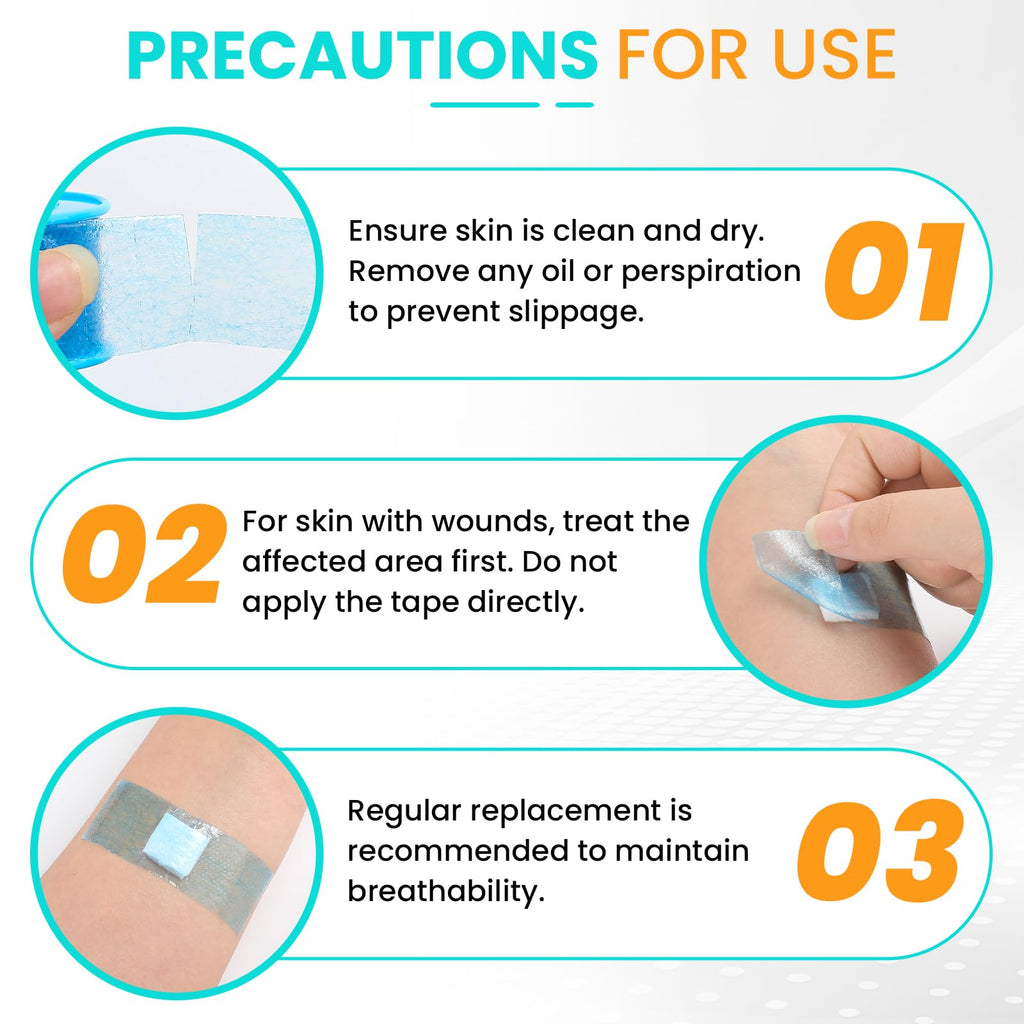 3 Rolls Soft Silicone Tape,Pre - Cut Waterproof Medical Tape Mouth Tape