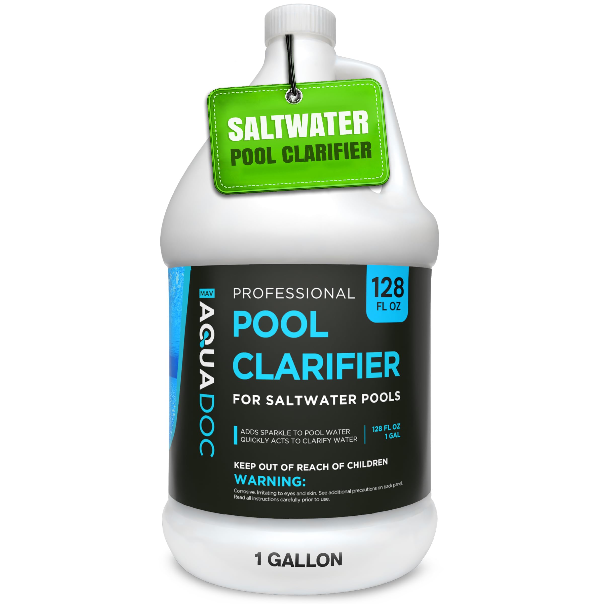 AquaDoc Pool Clarifier for Saltwater Pools - 128 oz - Swimming Pool Water Clarifier for Inground and Above Ground Pools to Help Improve Clarity and Filtration - Made in USA