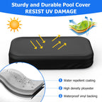 Rectangular Pool Cover for Inflatable Pool, Fits Blow Up Pool Size 103" L x 69" W, Built-in Elastic Band and Extra Buckle to Prevent Slipping, Rectangle Above Ground Swimming Pool Cover