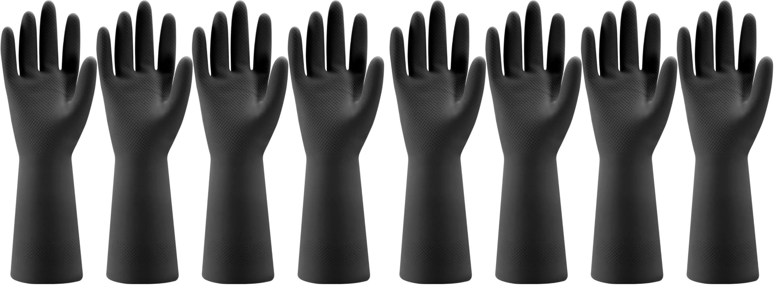 Bamllum 4 Pairs Rubber Kitchen Dishwashing Gloves - Reusable Household Cleaning Gloves for Washing Dishes and Cleaning Tasks, Flexible Long-lasting and Non-Slip (Medium, Black) (Pack of 2)