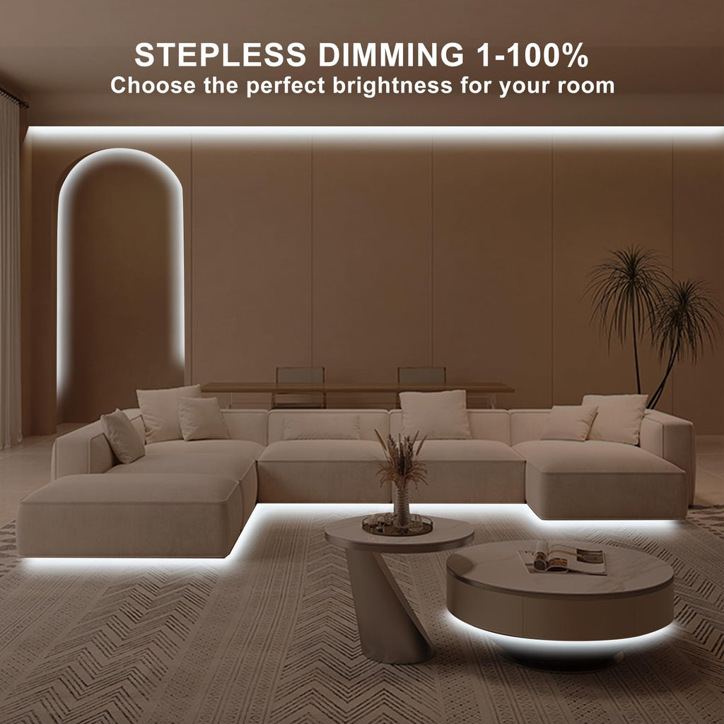 Olaholii 32.8ft COB Led Strip Light with Remote, 6500K Ra93+ Dimmable Bright Daylight White Led COB Strip Light, White Continuous Led Strip Light for Mirror, Stair, Cabinet, Room