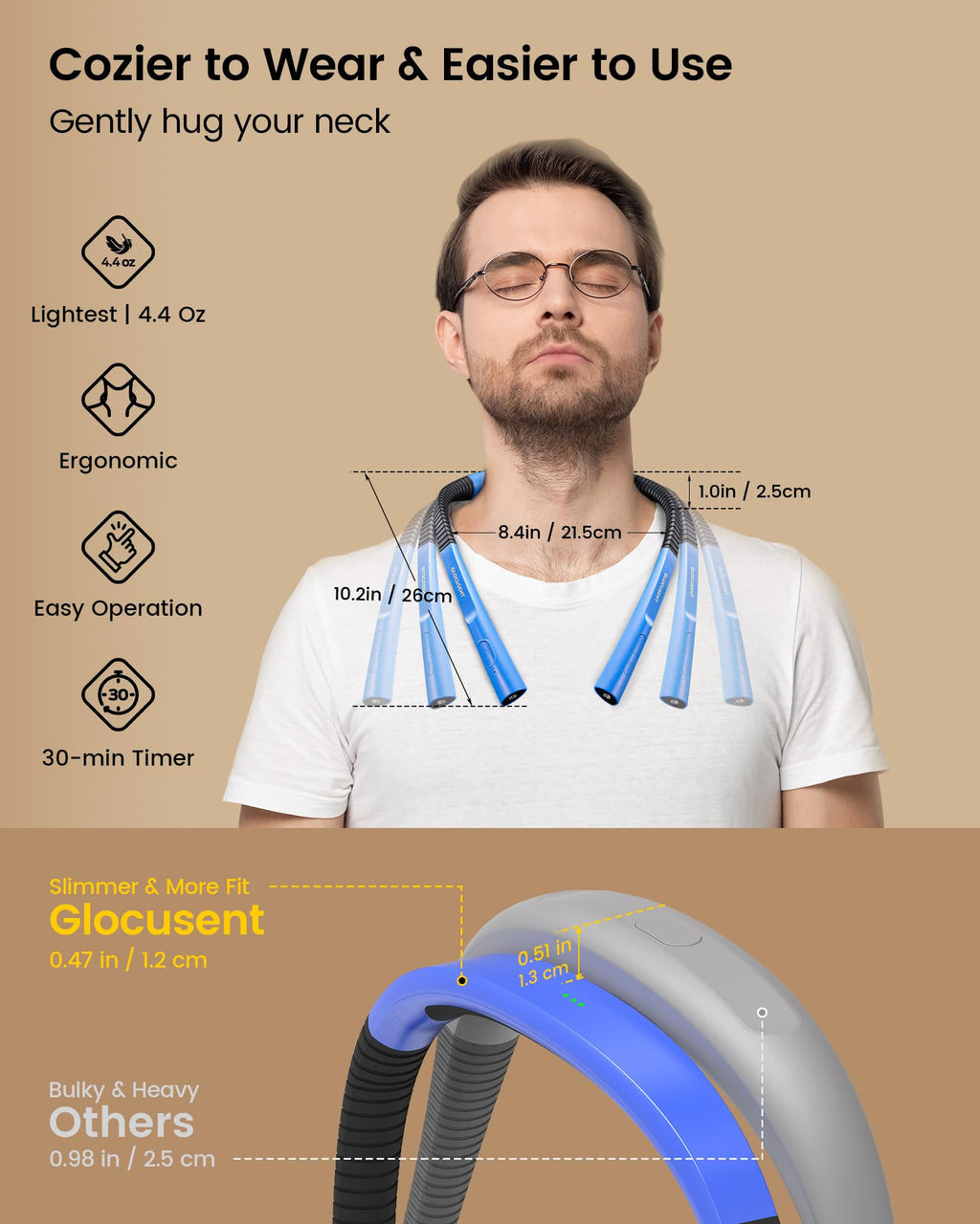Glocusent Upgraded LED Neck Reading Light, Book Light for Reading in Bed