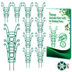 12 Pack Stackable Plant Trellis for Potted Plants, Garden Trellis Supports Peas, Ivy & Flowering Vines, Plastic Climbing Plant Support (Green)