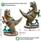 ACHYHAVIN Garden Statue Outdoor Decoration, Cool Dinosaur Play Skateboard with Gnomes Figurines, Indoor Outdoor Decor Art for Patio Lawn Yard, Housewarming Garden Gift…