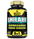 9in1 Shilajit Pure Himalayan Organic with Ashwagandha Root, Panax Ginseng, L-Arginine, Chaga & More - 210 Capsules - Shilajit Supplement for Immunity, Energy Production, Stamina & Comfortable Mood