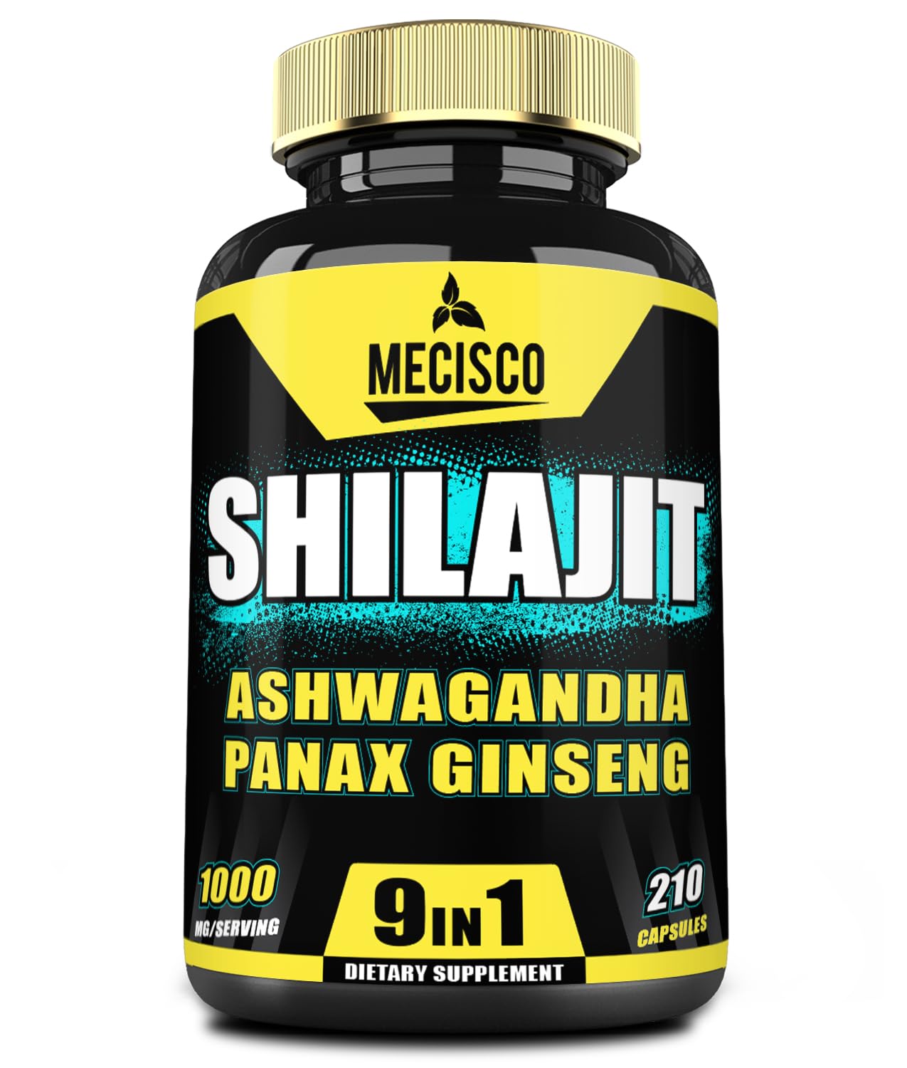9in1 Shilajit Pure Himalayan Organic with Ashwagandha Root, Panax Ginseng, L-Arginine, Chaga & More - 210 Capsules - Shilajit Supplement for Immunity, Energy Production, Stamina & Comfortable Mood